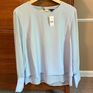 Ann Taylor Light Blue Long Sleeve Blouse
